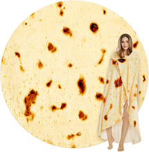 将图片加载到图库查看器，SeaRoomy Burritos Tortilla Throw Blanket, Tortilla Wrap Blanket, Novelty Tortilla Round Blanket Giant Tortilla Round Soft Blanket for Adults and Kids
