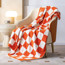 将图片加载到图库查看器，SeaRoomy Throw Blanket Checkerboard Fuzzy Blanket Reversible Plush Plaid Throw Blankets Warm Cozy Microfiber Knit Fluffy Checkered Blanket Decor Gift
