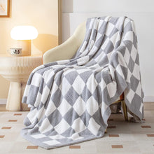 将图片加载到图库查看器，SeaRoomy Throw Blanket Checkerboard Fuzzy Blanket Reversible Plush Plaid Throw Blankets Warm Cozy Microfiber Knit Fluffy Checkered Blanket Decor Gift
