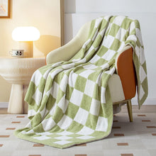 将图片加载到图库查看器，SeaRoomy Throw Blanket Checkerboard Fuzzy Blanket Reversible Plush Plaid Throw Blankets Warm Cozy Microfiber Knit Fluffy Checkered Blanket Decor Gift
