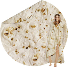 将图片加载到图库查看器，SeaRoomy Burritos Tortilla Throw Blanket, Tortilla Wrap Blanket, Novelty Tortilla Round Blanket Giant Tortilla Round Soft Blanket for Adults and Kids
