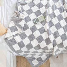 将图片加载到图库查看器，SeaRoomy Throw Blanket Checkerboard Fuzzy Blanket Reversible Plush Plaid Throw Blankets Warm Cozy Microfiber Knit Fluffy Checkered Blanket Decor Gift
