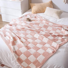 将图片加载到图库查看器，SeaRoomy Throw Blanket Checkerboard Fuzzy Blanket Reversible Plush Plaid Throw Blankets Warm Cozy Microfiber Knit Fluffy Checkered Blanket Decor Gift
