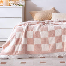 将图片加载到图库查看器，SeaRoomy Throw Blanket Checkerboard Fuzzy Blanket Reversible Plush Plaid Throw Blankets Warm Cozy Microfiber Knit Fluffy Checkered Blanket Decor Gift
