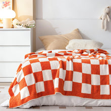 将图片加载到图库查看器，SeaRoomy Throw Blanket Checkerboard Fuzzy Blanket Reversible Plush Plaid Throw Blankets Warm Cozy Microfiber Knit Fluffy Checkered Blanket Decor Gift
